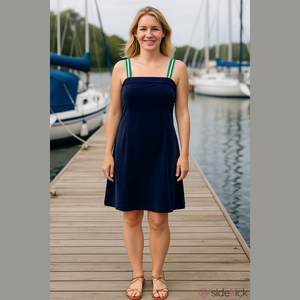 THEORY Sleeveless Striped Strap Nautical Midi Sundress Size 6 Stretch Coastal